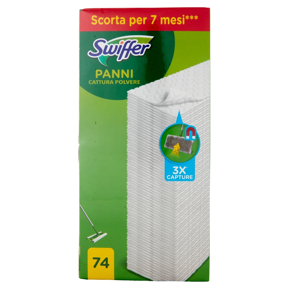 Swiffer Dry Panni Cattura Polvere per Scopa Swiffer - Ricarica 74 Salviette